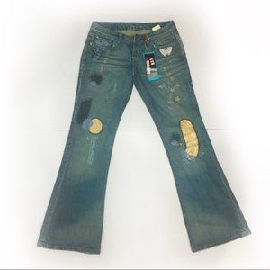 NWT Washed 29 x 32 Low Rise Patched Jeans
